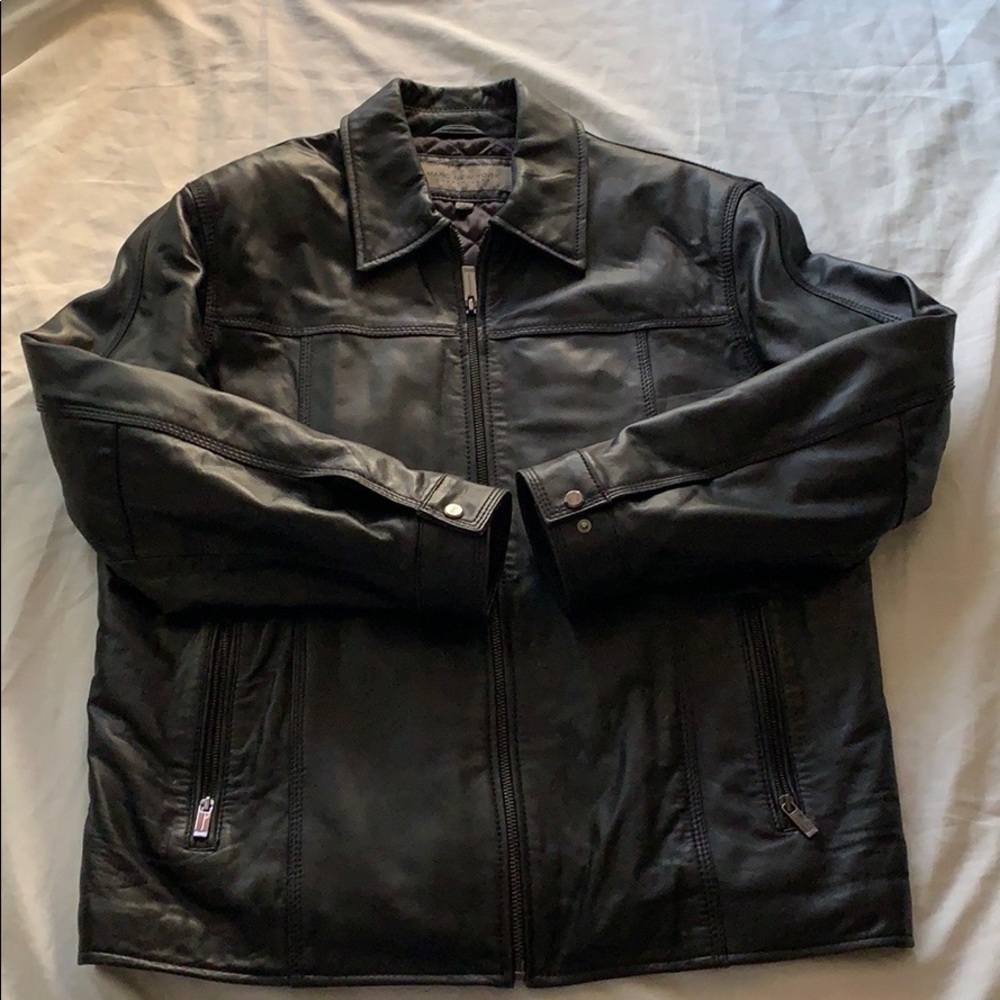 Andrew Mark Black Leather Zip Jacket